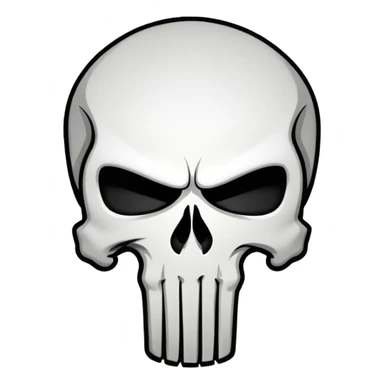 Punisher skull logo, white skull on black background sticker