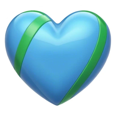 Glossy blue heart with green athletic stripes sticker