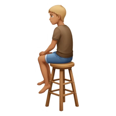 a person sitting on stool with full back head turn

 sticker
