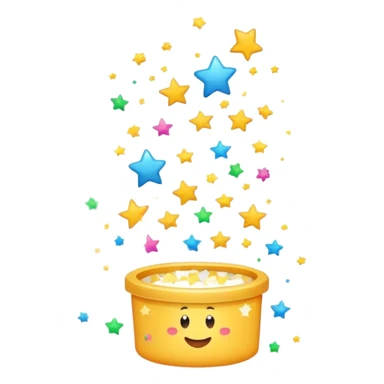 A playful cartoon-style progress bar filling up, with soft, rounded edges and a bubbly animation effect. As it reaches the max level, small stars or confetti pop out, making it feel fun and engaging sticker