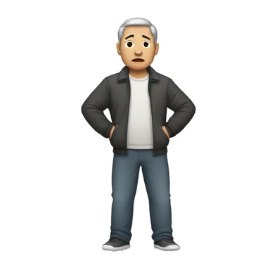 middle aged asian man sad standing full body sticker