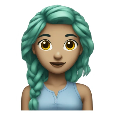 pretty girl with greenish blueish hair that’s very very dark and beautiful face and body sticker