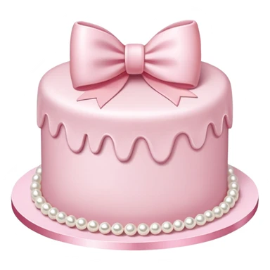 light pink cake decorated with pearls and a light pink bow on top sticker