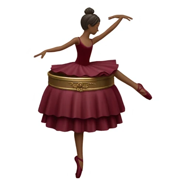 burgundy music box with ballerina standing back sticker