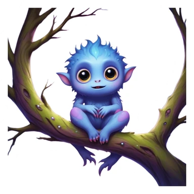 3D, create an image of a cartoon monster with big eyes sitting on a tree branch, thomas kinkade and paul lehr, pixar cute character design, by Anne Stokes, splashes of neon galaxies, adorably cute, drew struzan inspiration, 2019, by Wojciech Korneli Stattler, beautiful mattepainting sticker