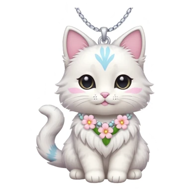 A cute chibi cat with hawaiian pastel flower necklace, posing proudly. sticker