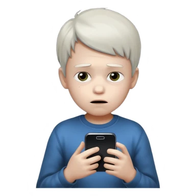 un niño de entre 3 - 10 años jugando con su celular, cansado en una habitacion apagada, el niño tiene piel blanca

 sticker