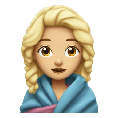 Blonde girl wrapped in blanket cozy sticker