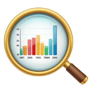 Magnifying glass over a data chart sticker