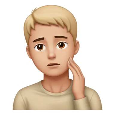 person touching their neck with a concerned look sticker