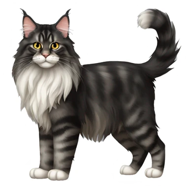Maine coon Cat Full Body negro y nlanco sticker