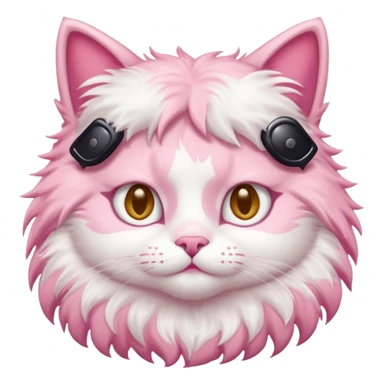 A cat in a house and  a pink cat sticker