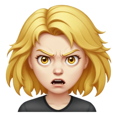 angry woman with weird golden hair sticker