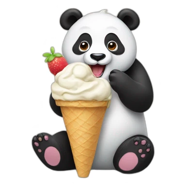 Panda eating a ice cream sticker