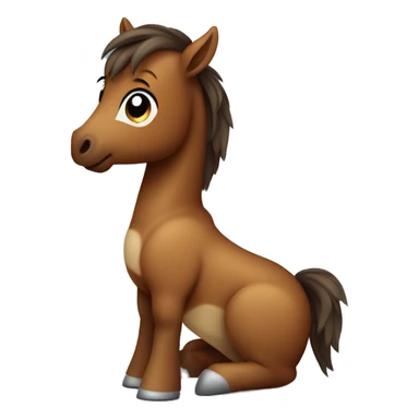 cute brown baby horse sitting up sticker