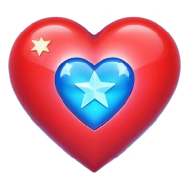 A holographic red heart with a blue star inside sticker