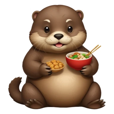 generate a super fat cute otter eating chinese food from a place called taverne de zhao sticker