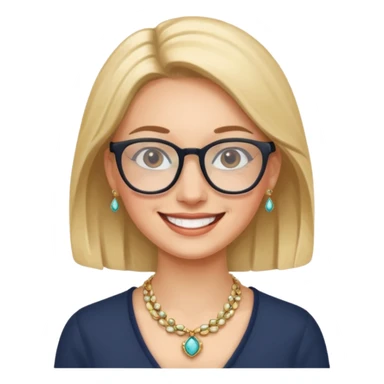 smiling woman with glasses jewelry sticker