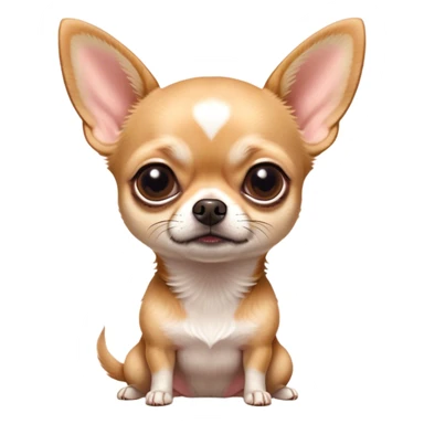 Cinematic Meme-Worthy Grumpy Fawn Short Haired Chihuahua Portrait Emoji, Head held high but eyes filled with dramatic disappointment, smooth fawn fur with a sleek finish, deeply furrowed brow forming an unmistakable scowl, floppy ears slightly angled back in disapproval, piercing dark eyes glaring with pure exasperation, Simplified yet hilariously over-exaggerated features, highly detailed, glowing with an aura of supreme annoyance, high shine, exhausted yet judgmental, stylized with an almost regal pettiness, bright but brooding, soft glowing outline, capturing the essence of a pup that has seen it all and is thoroughly unimpressed, so meme-worthy it feels like it could instantly become the next viral sensation of grumpiness! sticker