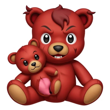 A devil tearing up a teddy bear sticker