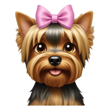 Giant Dog Yorkshire Terrier with bow on the head on the hands of a girl  sticker