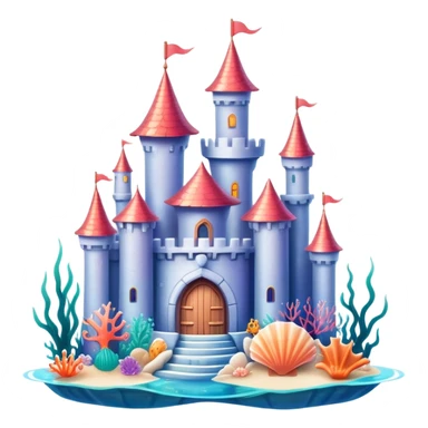 Ariel's underwater castle from The Little Mermaid white, colorful coral, seashell architecture, simple,  sticker