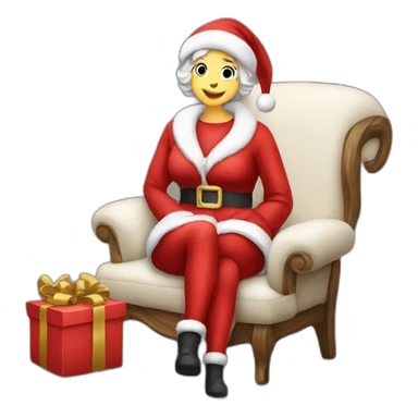 mrs santa claus sitting on puf sticker