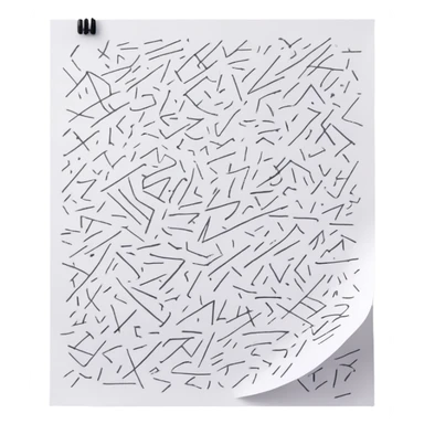 A piece of paper covered in chaotic, random black scribbles. The lines are so dense that most of the paper looks almost black from over-scribbling. Drawn with a pen or pencil sticker