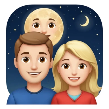couple talking with moon in the background sticker