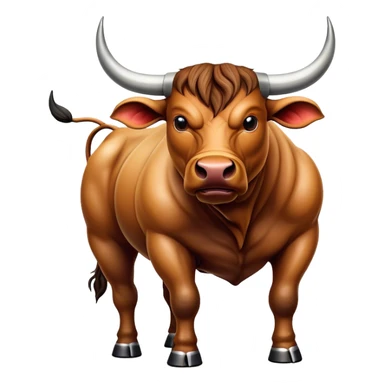 Cinematic Realistic depiction of a powerful Spanish charging bull, rendered with dynamic muscle definition and detailed, textured hide, set against a dramatic backdrop with intense, action-packed lighting sticker