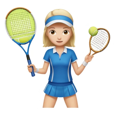 white young girl with one racket playing tennis sticker