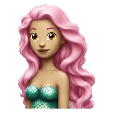 white mermaid with pink hair and pink tail sticker