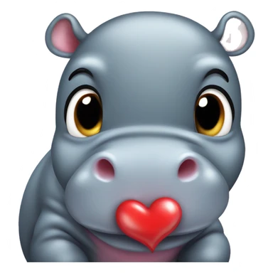 baby hippo puckering lips blowing a heart sticker