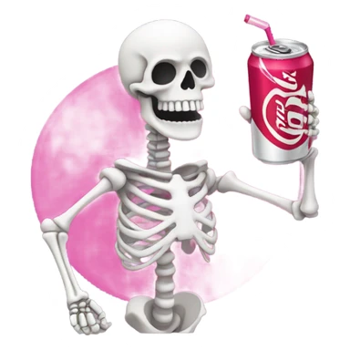 Skeleton drinking a pink Diet Coke sticker