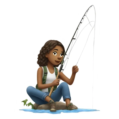 Teenage Girl fishing with a fly rod sticker