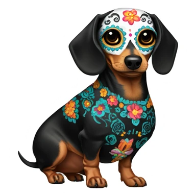 Dia De Los Muertos full body sugar skull dachshund sticker