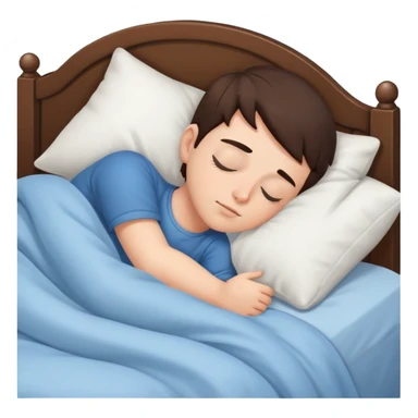 A brunette boy sleeping in bed  sticker