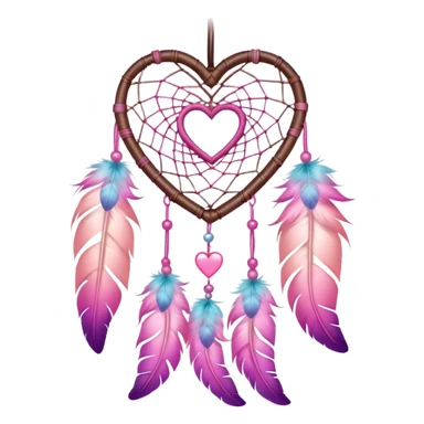 Pink ombre heart shaped dream catcher  sticker
