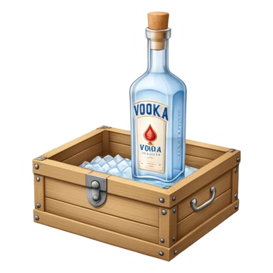 Wooden box with vodka sticker