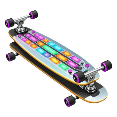 A longboard DJ mixer with faders, EQ knobs, and colorful LEDs.
 sticker
