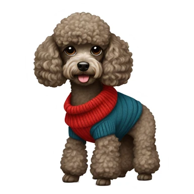 Miniature poodle wearing a Pullover  sticker