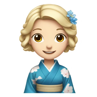 smiling girl in japanese attire with blue eyes sticker
