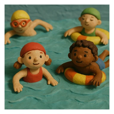 children swimming sticker