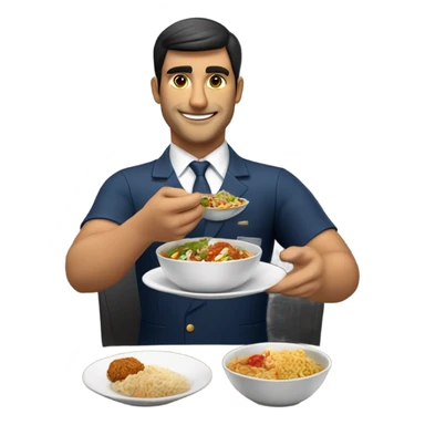 Male Persian Flight attendant eating Chinese food headed to china sticker