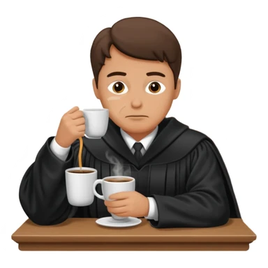 Sleepy judge sipping coffee in court sticker