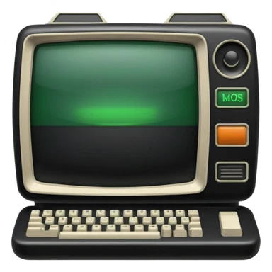 mac os icon code computer retro terminal, black, green white sticker