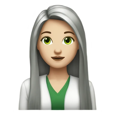 A brunette girl with white skin, with green eyes, stright hair, tall ang glamourus sticker