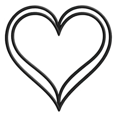 Minimalist illustration of a heart drawn with a single continuous line Integrated into the heart’s line, the letters ‘N’ and ‘K’ appear subtly, as part of the drawing itself, collor black sticker