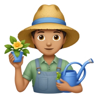 gardener holding watering pot sticker