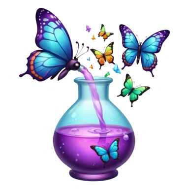 Potion bottle bursting into butterflies mid-sip sticker